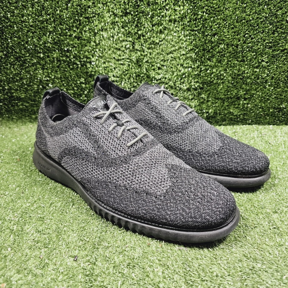 Cole Haan 2.Zerogrand Wingtip Black Gray Knit Casual Sneakers Mens Size 13